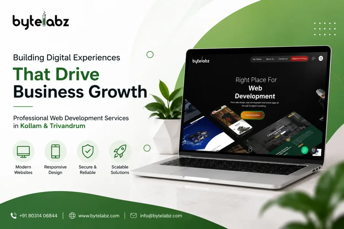 Professional Web Development Services in Kollam by Bytelabz Solutions for responsive business websites